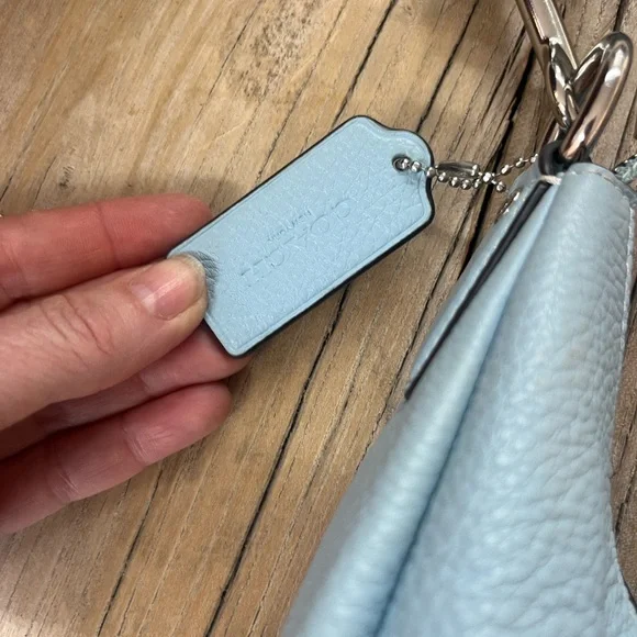 Coach Jules Pebbled Leather Shoulder Hobo in Light Blue - Picture 7 of 13
